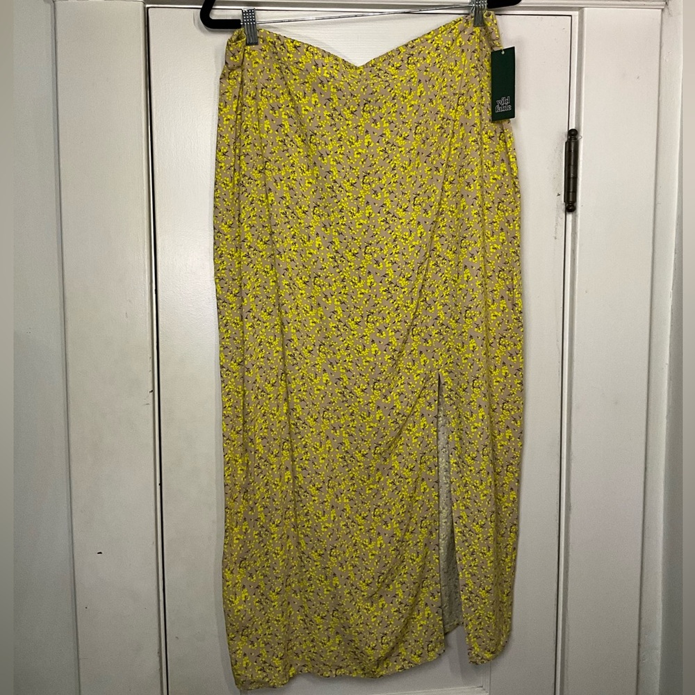 wild fable Yellow Floral Maxi Skirt with Petite Print